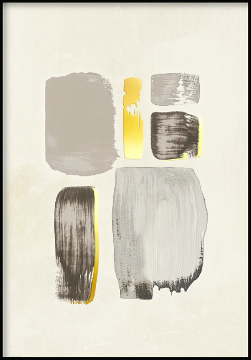 Creme Brush Strokes Right Real Gold Poster